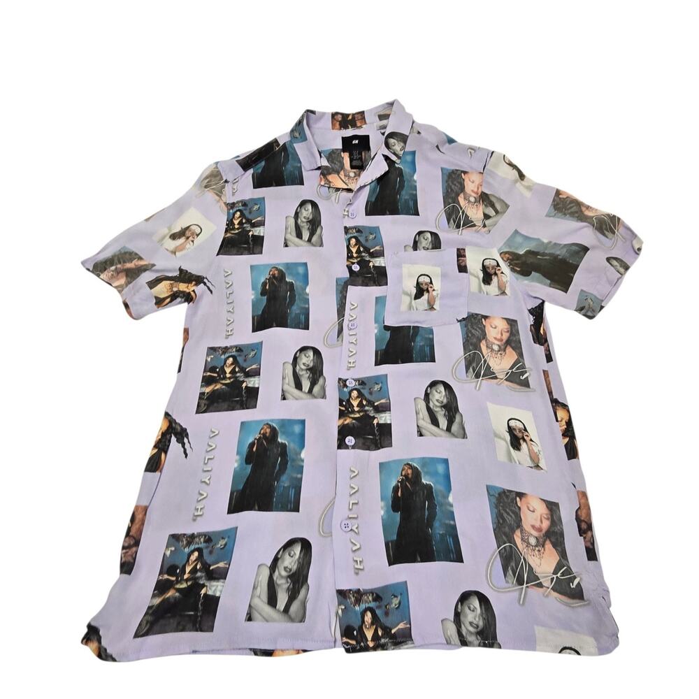 H&M Men's Graphic Short Sleeve Shirt Aaliyah Artist Size Medium Multicolor